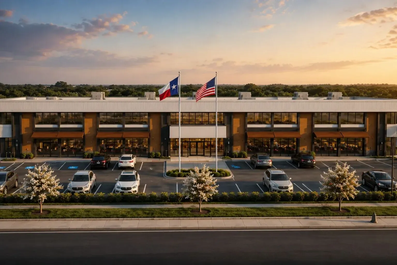 1001 Al Ameera Plaza in Richardson, Texas, at dusk